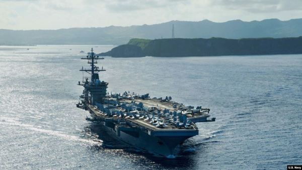 美軍「羅斯福」號（USS Theodore Roosevelt）航母2020年5月21日駛離關島，前往菲律賓海執行任務。