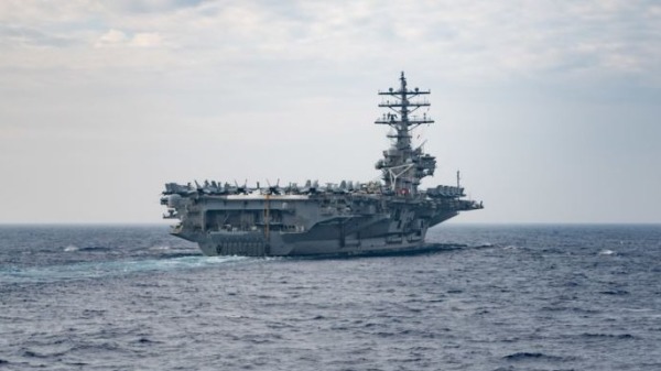 2020年5月30日，美国里根号航母(USS Ronald Reagan)在菲律宾海行动。