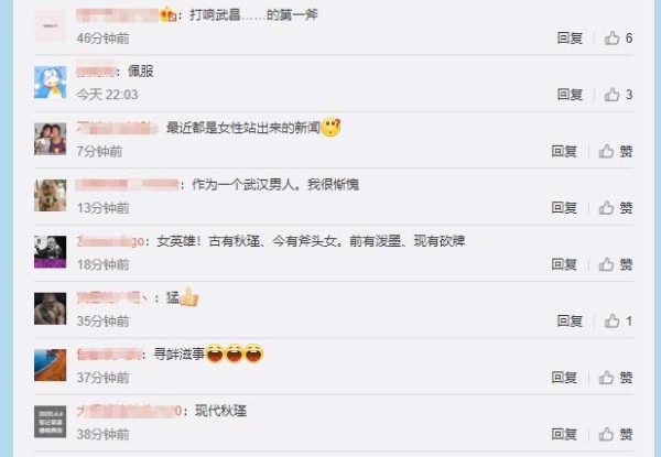 网传一名武汉市民用斧头将武汉市政府的门牌砍烂，网络上一篇赞扬之声