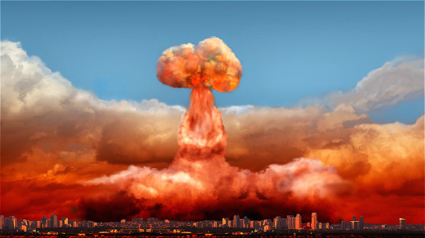圖為原子彈爆炸時的蘑菇雲示意圖。