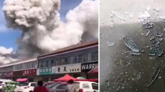 山东仓库爆炸致两死多伤天空现巨大蘑菇云（视频）(图)