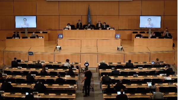 2020年9月18日，联合国人权会议会场。