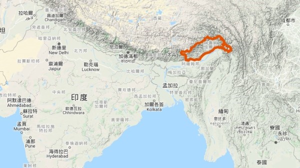 在印度东北部阿鲁纳查省（红框处）疑有5名印度人，它们在与中国争议边界遭中国军方掳走，当地警方已经展开调查