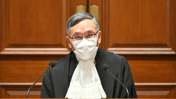 2021年1月11日，香港司法機構最高負責人、新任終審法院首席法官張舉能履新，並首次主持法律年度開啟禮。（圖片來源：香港政府新聞處）