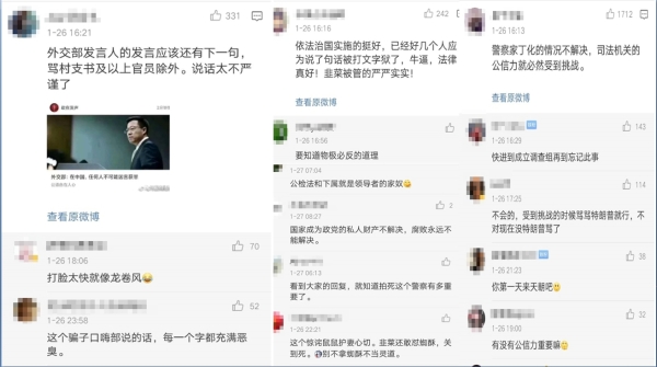 中國網友評論（圖片來源：微博）