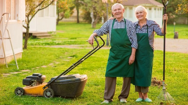 老人夫妻做园艺
