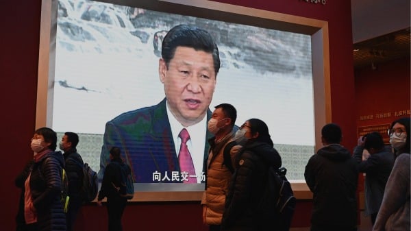 2021年11月11日，中國共產黨博物館展示習近平的政績。