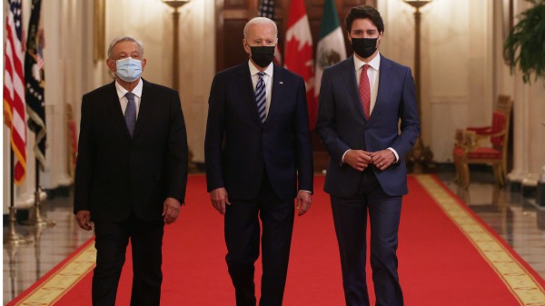 拜登在白宫会见墨西哥和加拿大领导人