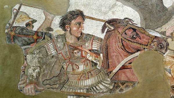 表现伊苏斯战役的亚历山大马赛克局部图。
