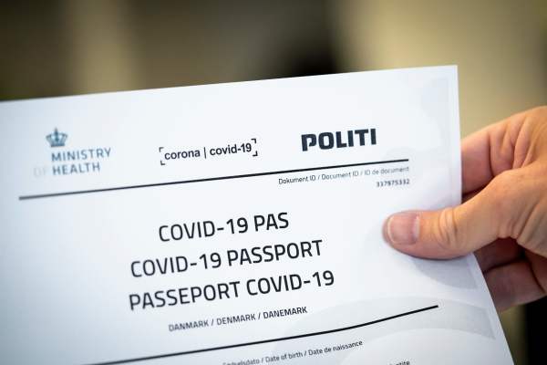 2020年7月10日，丹麥哥本哈根網站上列印的Covid-19通行證。