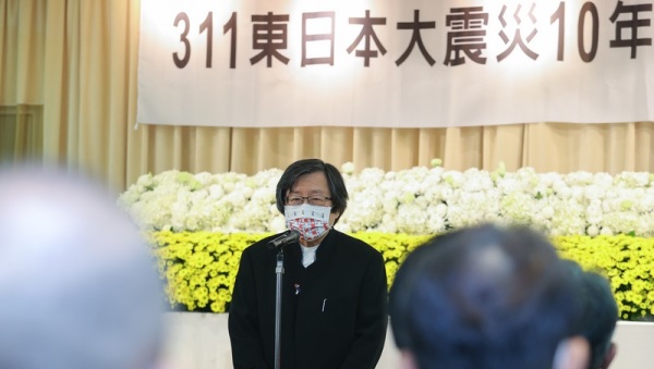 台灣日本關係協會會長邱義仁出席311震災追悼感恩會並致詞。