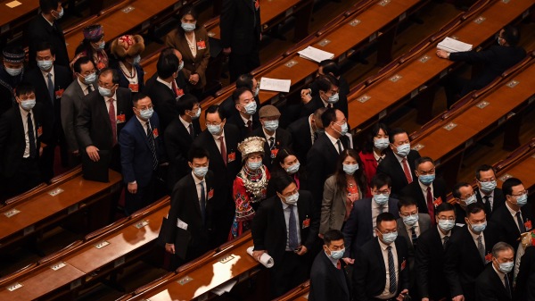 2021年3月5日中共在北京召开全国人大会议。（图片来源：LEO RAMIREZ/AFP via Getty Images）