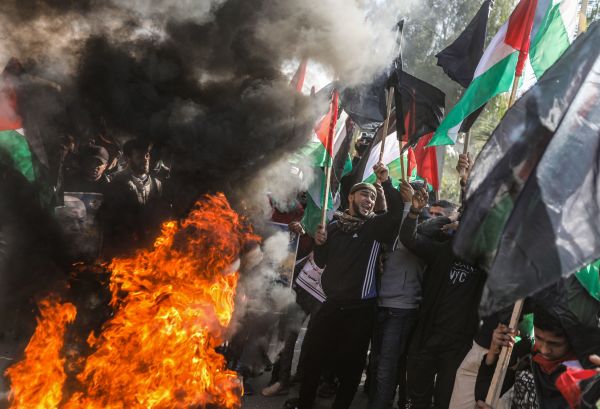 巴勒斯坦 以色列 冲突 加沙 美国 多国部队 巴勒斯坦示威者 加沙市 抗议