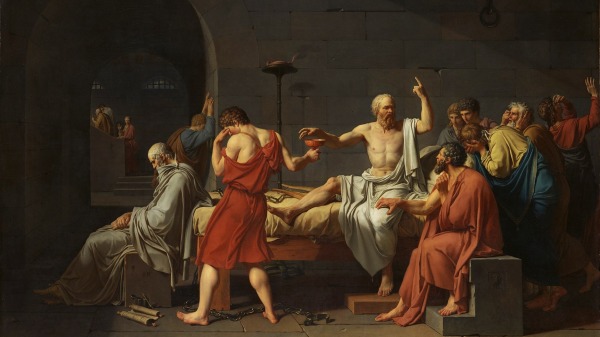 苏格拉底之死。由雅克．路易．大卫所绘（1787年）。
