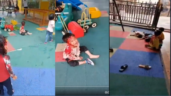 4月28日下午，广西一幼儿园发生血案，网传至少有9名幼儿死亡（图片来源：视频截图）
