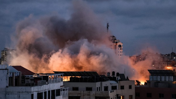 2021年5月20日，以色列空襲加沙地帶哈馬斯的軍事目標。