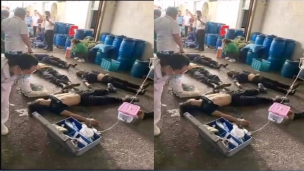 5月24日，四川宜宾市长宁县福荣笋类食品厂发生毒气泄漏事故。事故造成7人死亡(图片来源：视频截图）