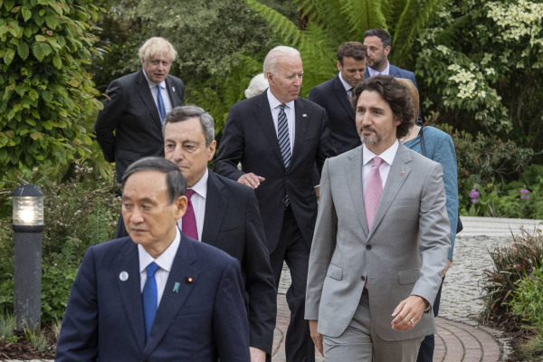 2021年6月11日，七國集團領導人來到英國康沃爾郡聖奧斯特爾參加G7峰會。