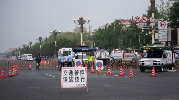 2019 年 6 月 4 日，北京天安門廣場附近的廣昌東區道路被封鎖