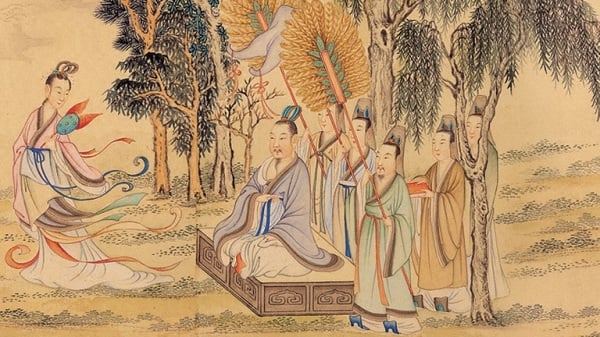 《洛神賦圖》（局部），相傳是東晉名畫家顧愷之據曹植《洛神賦》的故事情節所繪之畫。