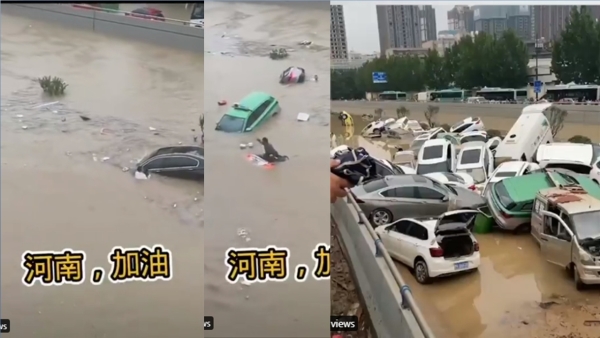 河南洪灾（图片来源：视频截图）