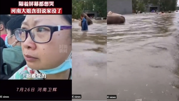 河南农村地区受灾更严重（图片来源：视频截图）