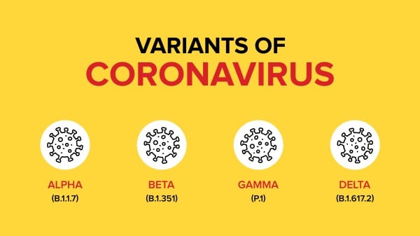 目前已知的COVID-19病毒變種示意圖