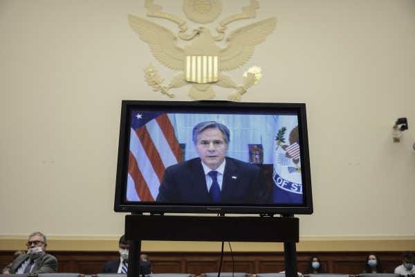 2021年9月13日，美國國務卿安東尼·布林肯（Antony Blinken）就阿富汗撤軍失敗問題通過視頻向國會作證，接受眾議院外交事務委員會的質詢。 