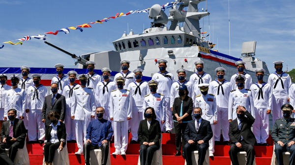 2021年9月9日，蔡英文在宜兰海军基地参加典礼。