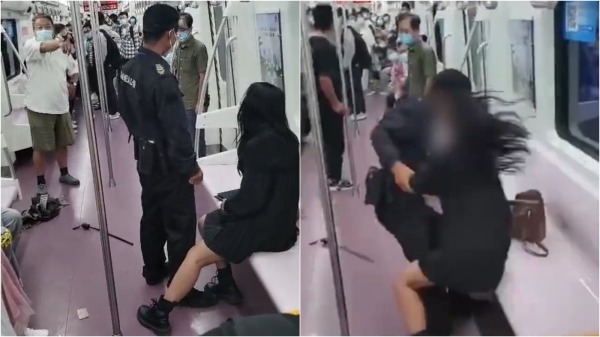 西安地鐵女乘客被保安強行拖出